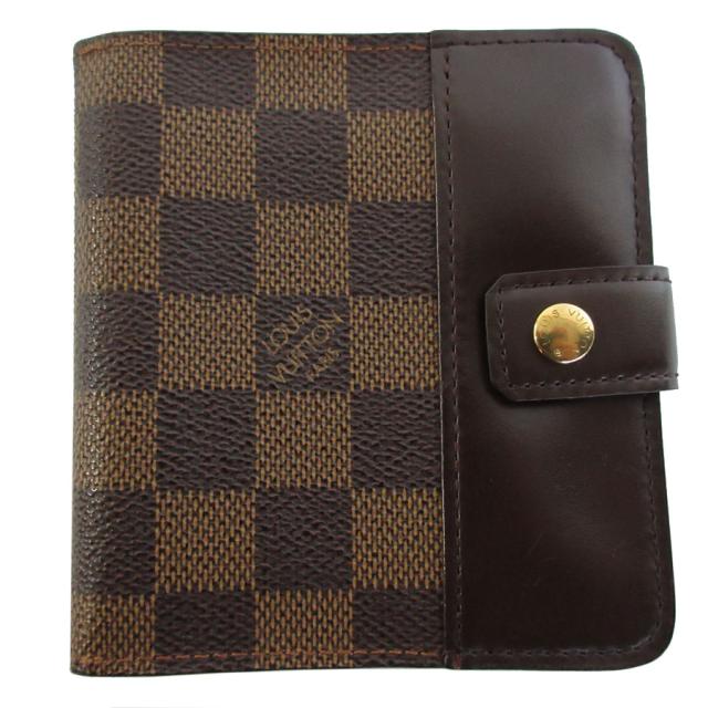 LOUIS VUITTON ルイ ヴィトン コンパクトジップ ダミエ N61618 二つ折り財布 ブラウン 14057 レディース【中古】 s0438a