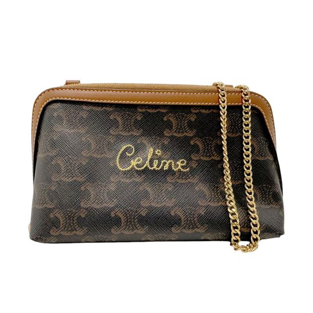 CELINE セリーヌ トリオンフ ショルダーバッグ ブラウン 14057