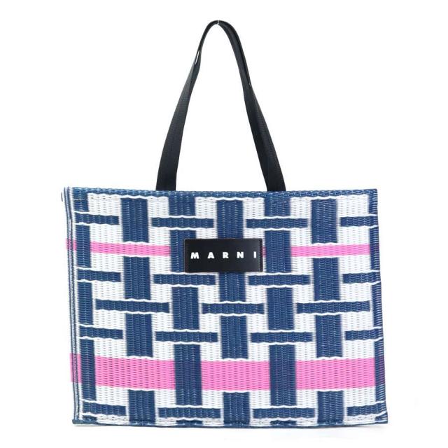 MARNI マルニ タタミ トート FLOWER CAFE ハンドバッグ ネイビー×ホワイト×ピンク 14066 レディース【中古】 55803j