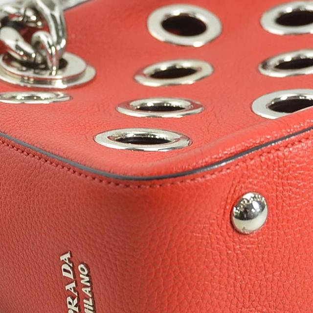 PRADA プラダ ハンドバッグ レッド/シルバー 14060 レディース【中古