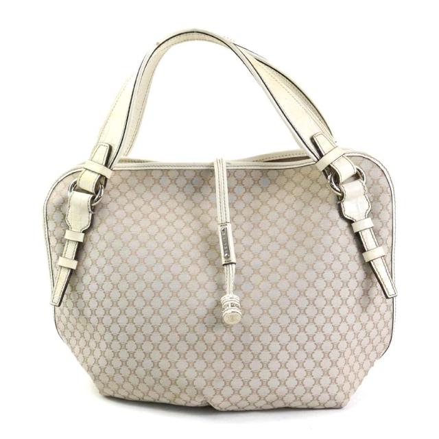 CELINE セリーヌ マカダム ハンドバッグ ベージュ×アイボリー 14059 レディース【中古】 t19651a