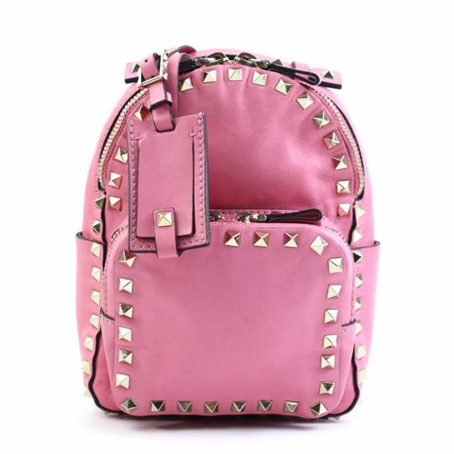 Valentino Garavani ヴァレンティノ ガラヴァーニ ロックスタッズ リュック ピンク/ゴールド 14061 レディース【中古】 e59757aの通販は