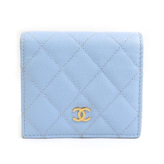CHANEL シャネル 二つ折り財布 ライトブルー レディース【中古】 r10302k