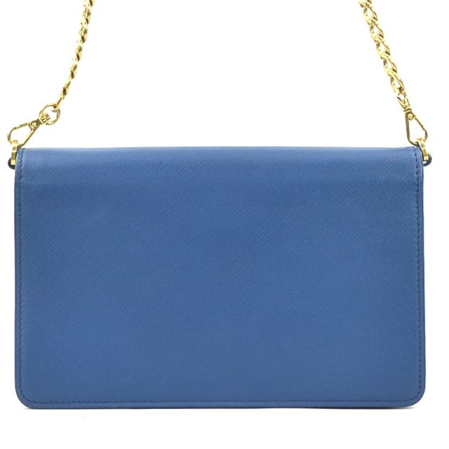 PRADA プラダ ウォレットチェーン 斜め掛けショルダーバッグ ブルー