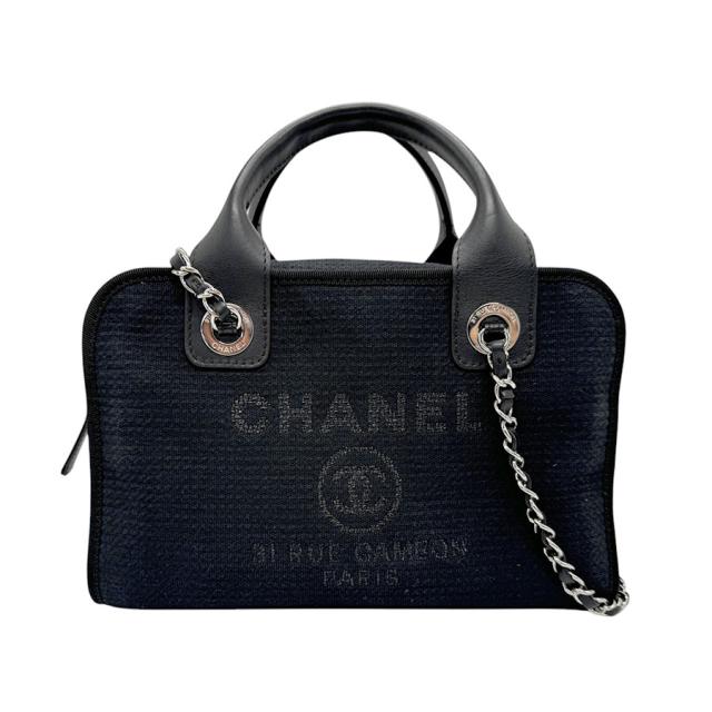 CHANEL シャネル ドーヴィル ボーリング ハンドバッグ ショルダーバッグ ブラック 14054 レディース【中古】 z3244の通販は 260,100円