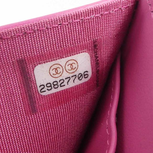CHANEL シャネル ボーイシャネル 三つ折り財布 ピンク 14061