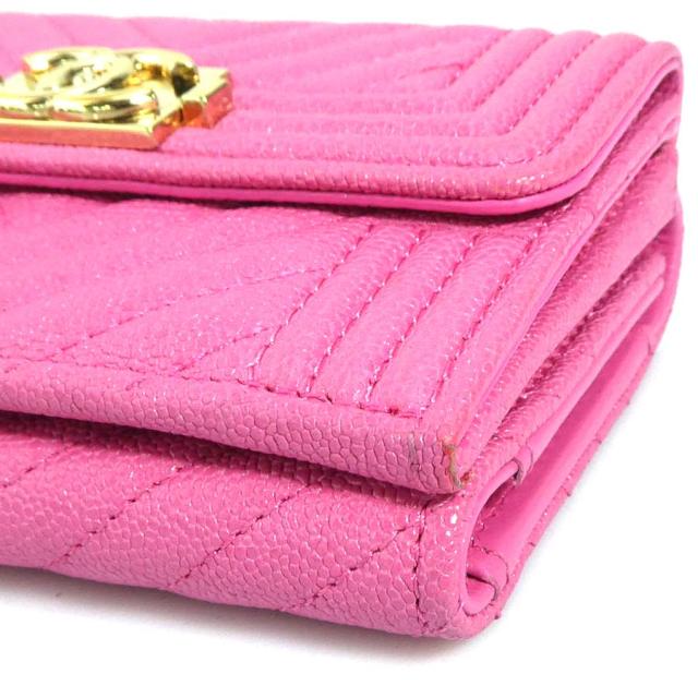 CHANEL シャネル ボーイシャネル 三つ折り財布 ピンク 14061 レディース【中古】 55847g CHANEL シャネル ボーイシャネル 三つ折り財布 ピンク 14061