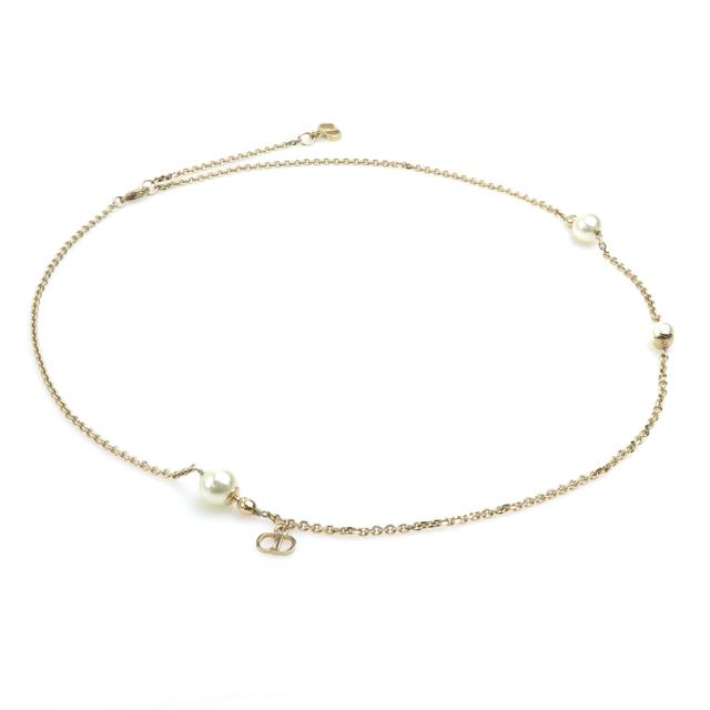 Dior ゴールド パール ツイストチェーン アンクレット Christian Diorディオールネックレスゴールドホワイト Dior ゴールド