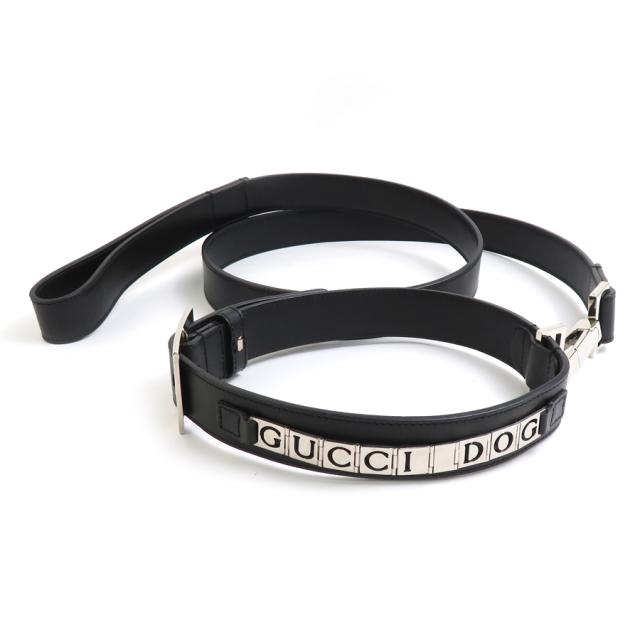 GUCCI グッチ  首輪 ドッグリード セット ブラック/シルバー 14054 ユニセックス【中古】 e59903aの通販は 32,800円