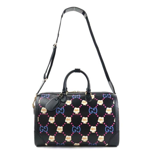 GUCCI グッチ 739955 ボストンバッグ ブラック×マルチカラー 14054