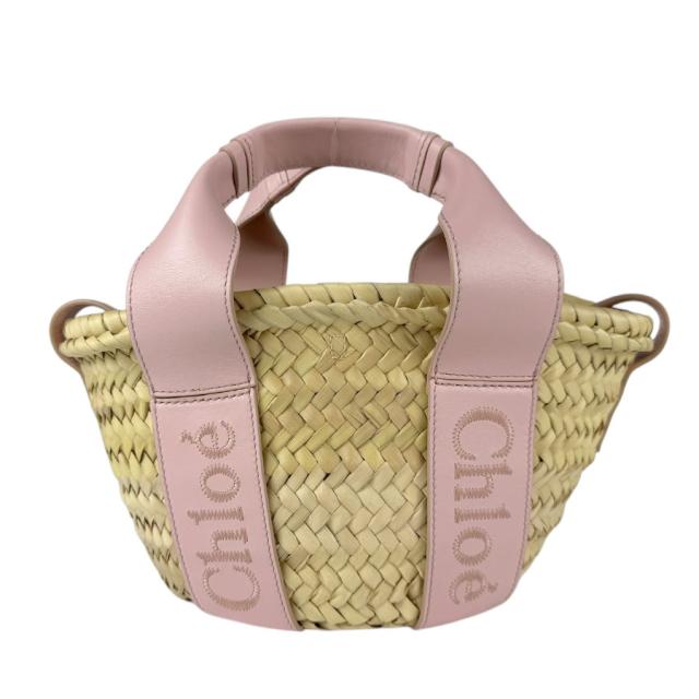 Chloe クロエ 斜め掛けショルダーバッグ ハンドバッグ カゴバッグ ピンク×ナチュラル 14061 レディース【中古】 z3331の通販は