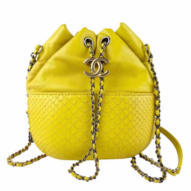 CHANEL シャネル 斜め掛けショルダーバッグ イエロー 14063 レディース【中古】 z3408の通販は