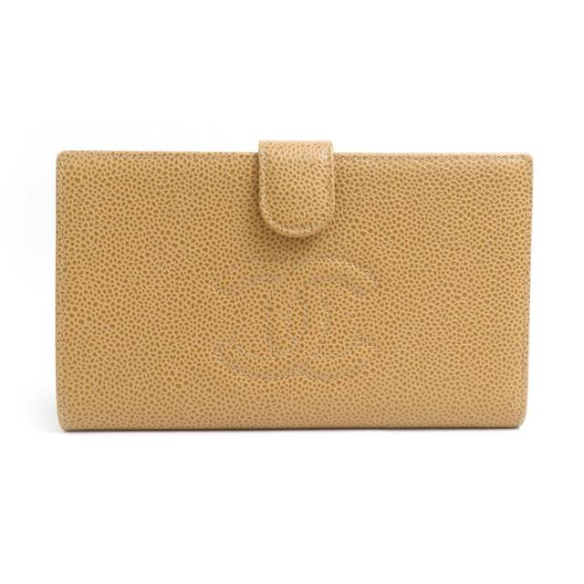 CHANEL シャネル ココマーク 二つ折り財布 ベージュ 14059 レディース【中古】 w0906aの通販は