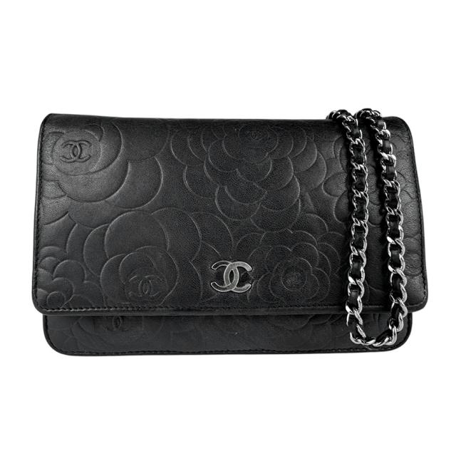 CHANEL シャネル カメリア ウォレットチェーン ブラック 14054 レディース【中古】 z3450