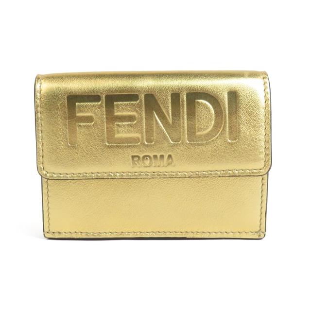 FENDI フェンディ 8M0395.AK61 三つ折り財布 コンパクトウォレット ゴールド 14068 レディース【中古】 e59960g