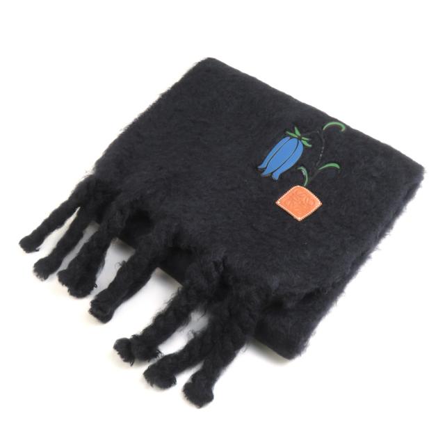 LOEWE ロエベ アナグラム マフラー ストール ブラック 14054 レディース【中古】 e59979g