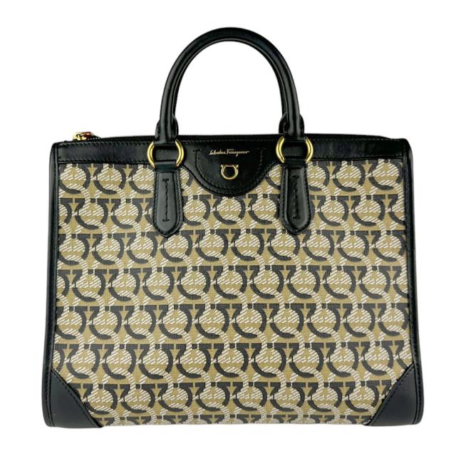 Salvatore Ferragamo サルヴァトーレフェラガモ ガンチーニ ハンドバッグ ショルダーバッグ ブラウン/ブラック/ホワイト 14057 レディース【中古】 n1026の通販は