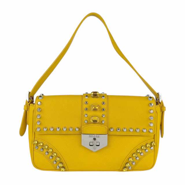 PRADA プラダ ショルダーバッグ イエロー/シルバー 14063 レディース【中古】 z3548の通販は