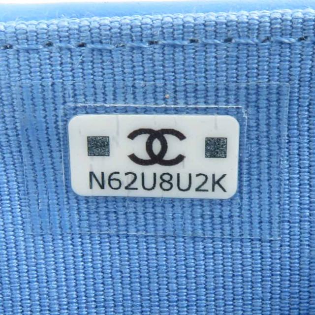 CHANEL シャネル 三つ折り財布 ブルー 14067 レディース【中古】 90029g