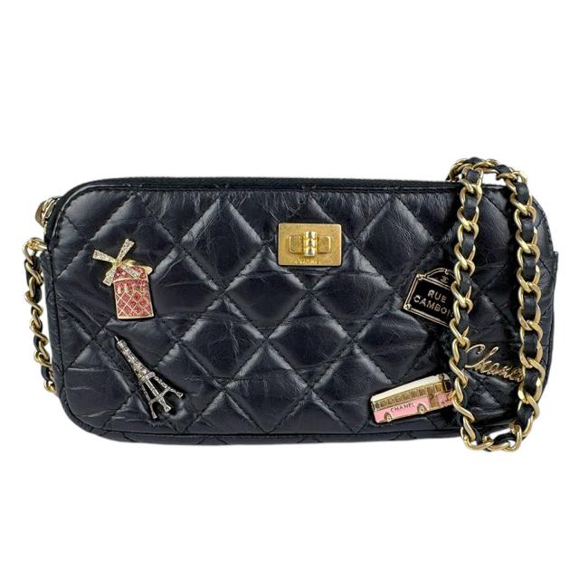 CHANEL シャネル エンブロイダリー A84214  チェーンウォレット ブラック 14054 レディース【中古】 n1086