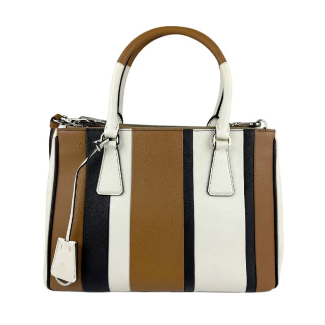 PRADA プラダ 1BA863 ハンドバッグ ショルダーバッグ ブラウン×ブラック×ホワイト 14057 レディース【中古】 z3708の通販は