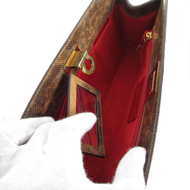 Salvatore Ferragamo サルヴァトーレフェラガモ ガンチーニ ショルダーバッグ ブラウン/オフホワイト 14057 レディース【中古】 e61174a Salvatore Ferragamo サルヴァトーレフェラガモ ガンチーニ ショルダー