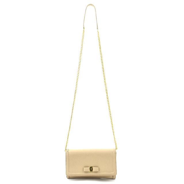 Salvatore Ferragamo サルヴァトーレフェラガモ ヴァラリボン ショルダーバッグ ベージュ 14059 レディース【中古】 55920g Salvatore Ferragamo サルヴァトーレフェラガモ ヴァラリボン