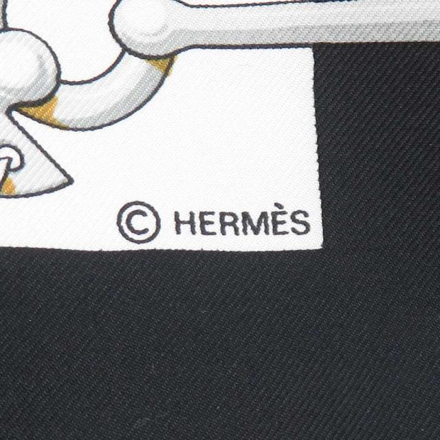 HERMES エルメス Cliquetis カレ90 スカーフ ブラック/ゴールド/ホワイト 14054 レディース【中古】 e60123a HERMES エルメス Cliquetis カレ90 スカーフ ブラック/ゴールド