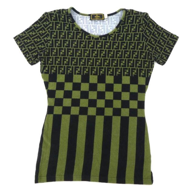 FENDI フェンディ ズッカ  半袖 トップス カーキ/ブラック 14058 レディース【中古】 e60140g