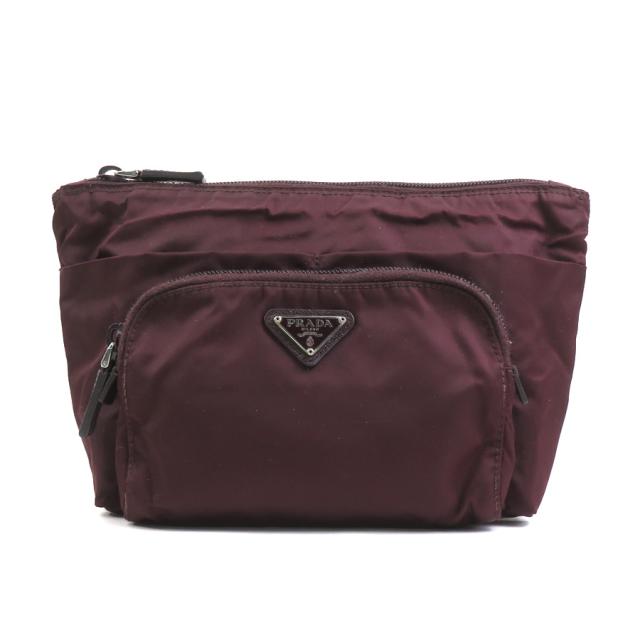 PRADA プラダ ポーチ ボルドー 未使用級】プラダ ホーボー