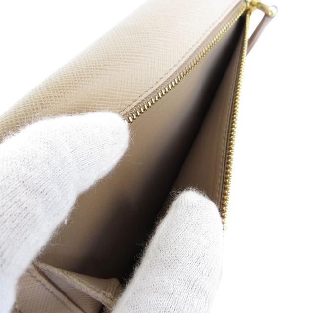 PRADA プラダ 二つ折り長財布 グレージュ 14059 レディース【中古】 s0598a