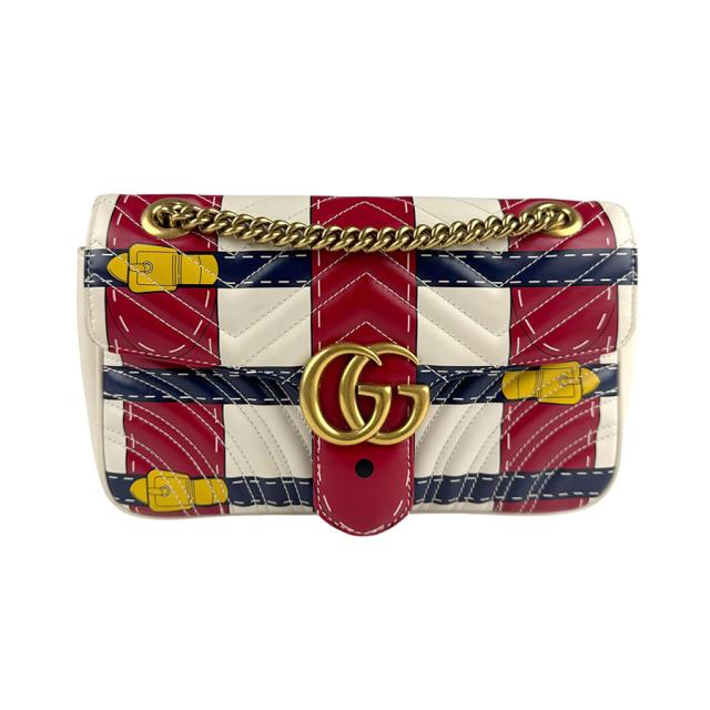 GUCCI グッチ 443497 ショルダーバッグ アイボリー×レッド×ネイビー 14056 レディース【中古】 n1173