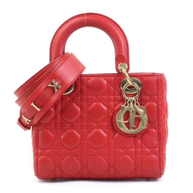 Christian Dior クリスチャンディオール レディディオール ハンドバッグ ショルダーバッグ レッド 14060 レディース【中古】 90068g