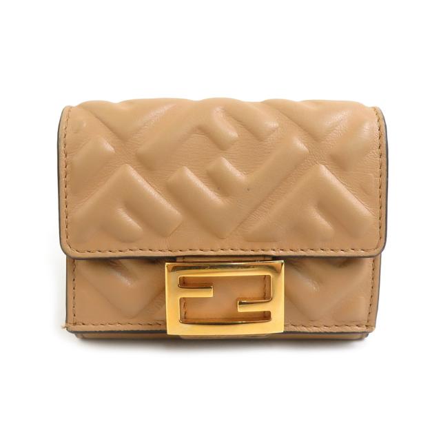 FENDI フェンディ バゲット マイクロ 8M0395-AAJD 三つ折り財布 ベージュ 14059 ユニセックス【中古】 r10465g