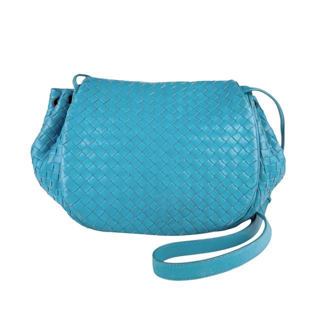 BOTTEGAVENETA ボッテガヴェネタ イントレチャート 斜め掛けショルダーバッグ ブルー 14067 ユニセックス【中古】 z4573