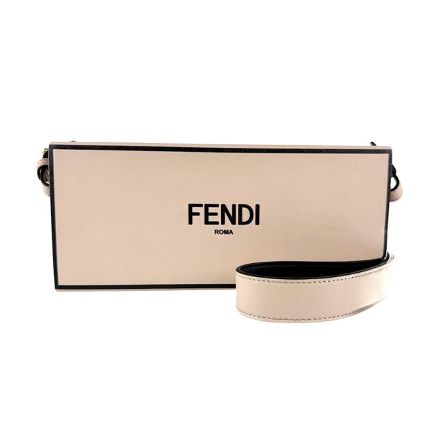 FENDI フェンディ ボックス オリゾンタル 8BT340-ADP6 ショルダーバッグ ピンクベージュ×ブラック 14059 レディース【中古】 z4673