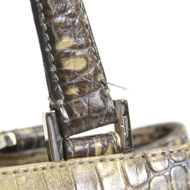 Salvatore Ferragamo サルヴァトーレフェラガモ ガンチーニ ハンドバッグ ベージュ/グレー 14059 レディース【中古】 w1085a