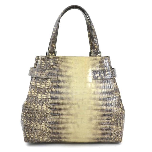 Salvatore Ferragamo サルヴァトーレフェラガモ ガンチーニ ハンドバッグ ベージュ/グレー 14059 レディース【中古】 w1085a