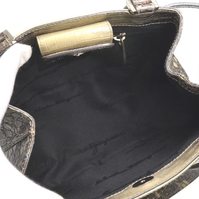 Salvatore Ferragamo サルヴァトーレフェラガモ ガンチーニ ハンドバッグ ベージュ/グレー 14059 レディース【中古】 w1085a