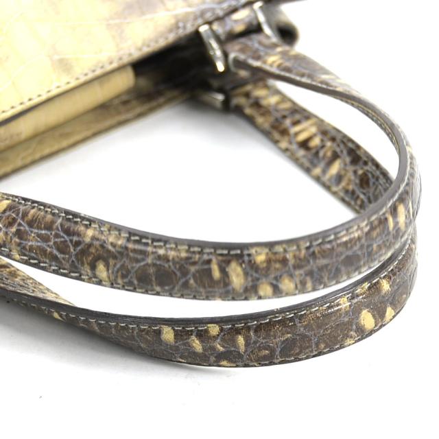 Salvatore Ferragamo サルヴァトーレフェラガモ ガンチーニ ハンドバッグ ベージュ/グレー 14059 レディース【中古】 w1085a