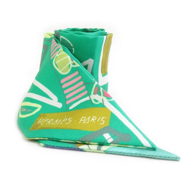 HERMES エルメス ツイリー スカーフ グリーン/マルチカラー 14065