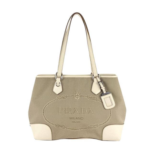 プラダ PRADA ハンドバッグ ロゴジャガード キャンバス/レザー