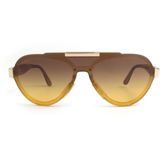 【美品】プラダ サングラス 眼鏡 ブラウン系 ゴールドロゴ ユニセックス PRADA プラダ サングラス イエローブラウン 14057 ユニセックス【中古