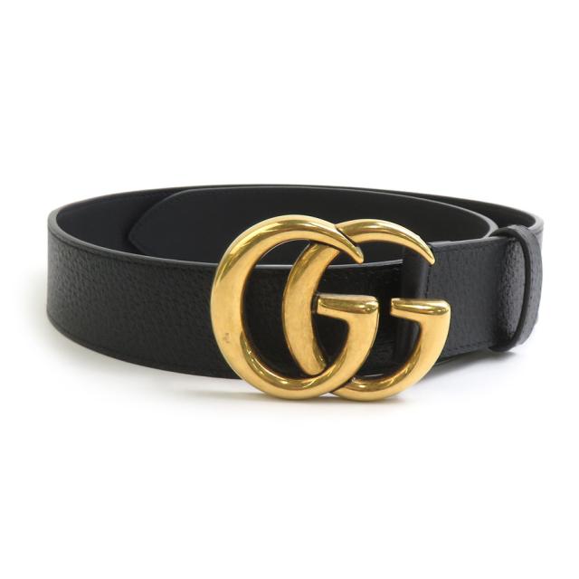 GUCCI グッチ GGマーモント 406831 ベルト ブラック/ゴールド 14054 レディース【中古】 e60267k