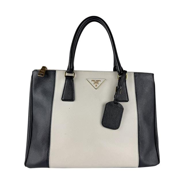 【美品】PRADA ブラック ショルダーバッグ ジャガード ホワイト キャンバス PRADA ショルダーバッグ ホワイト ブラック 【公式通販】