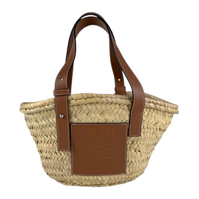 LOEWE ロエベ バスケットバッグ スモール ハンドバッグ カゴバッグ ナチュラル×ブラウン 14057 レディース【中古】 z4841