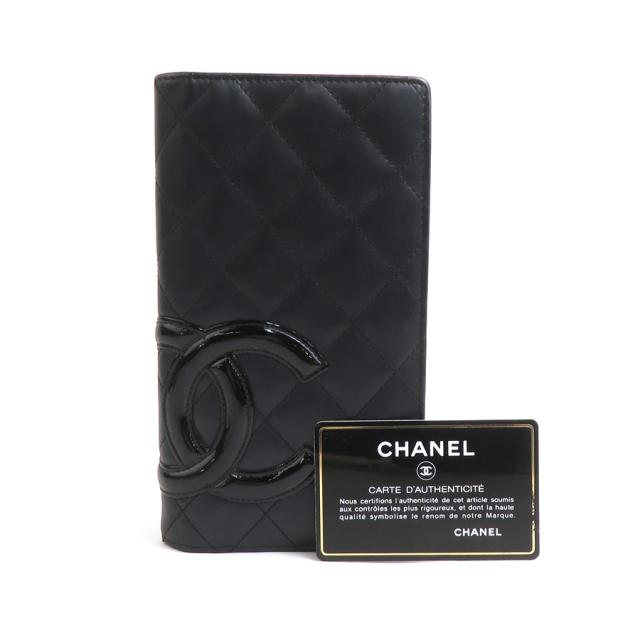 CHANEL シャネル カンボンライン 二つ折り長財布 ブラック 14054  