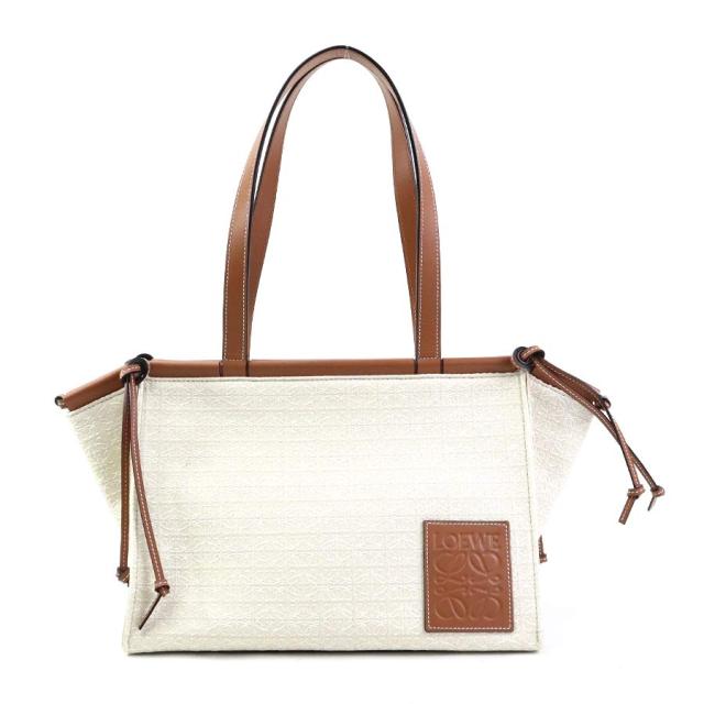 LOEWE ロエベ クッショントート スモール トートバッグ ショルダーバッグ セミショルダー レザー ライトオーツ ベージュ