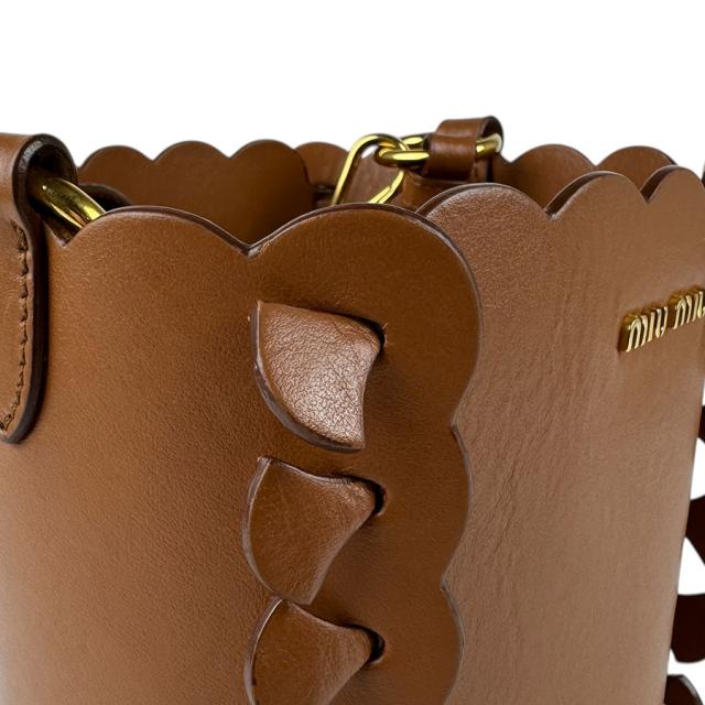ミュウミュウ MIUMIU ショルダーバッグ レザー ブラウン レディース