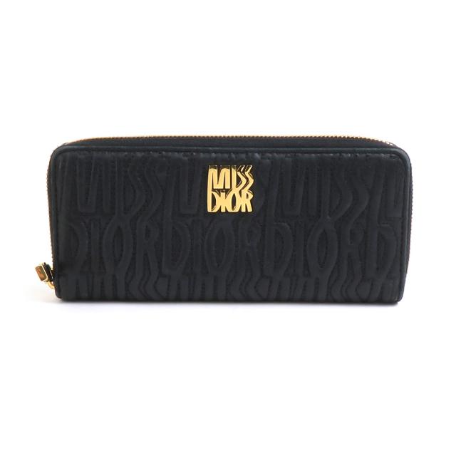 Dior クリスチャンディオール ラウンドファスナー 長財布 ブラック ロゴ金具 Christian Dior クリスチャンディオール ラウンドファスナー長